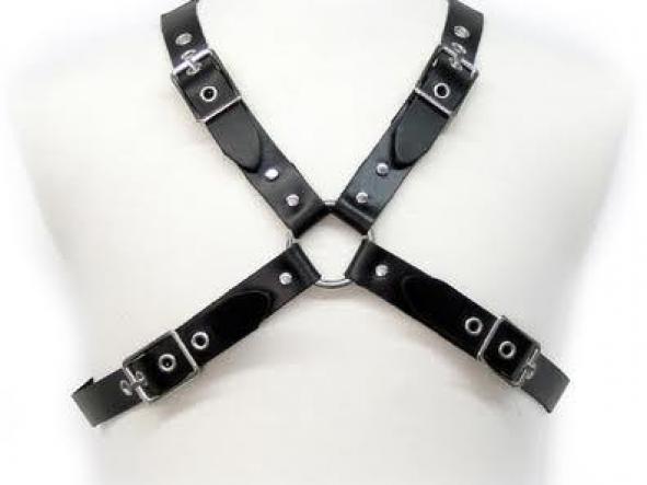 LEATHER BODY BLACK BUCKLE HARNESS FOR MEN