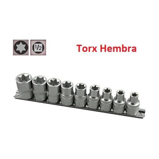 Juego de Vasos de ½" Torx Hembra 9 piezas E10 - E24 ( suministrado en raíl metálico) [0]