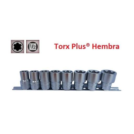 Juego de Vasos de ½" Torx Plus® Hembra 8 Piezas 18EP - 32EP (suministrado en riel metálico)