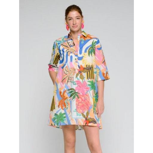VESTIDO CORTO ESTAMPADO PALMERAS, VILAGALLO PV 2026, REF. 33302 [1]
