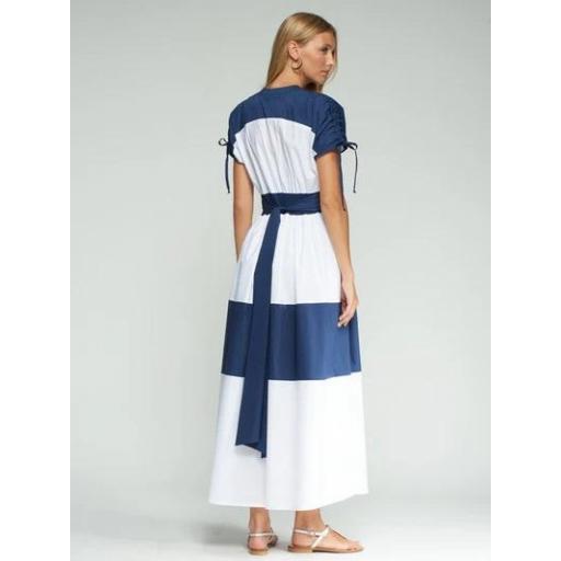VESTIDO FRANJAS BLANCO Y MARINO, VILAGALLO PV 2026, REF. 33434 [1]