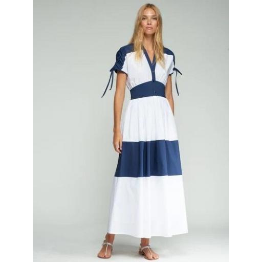 VESTIDO FRANJAS BLANCO Y MARINO, VILAGALLO PV 2026, REF. 33434 [2]