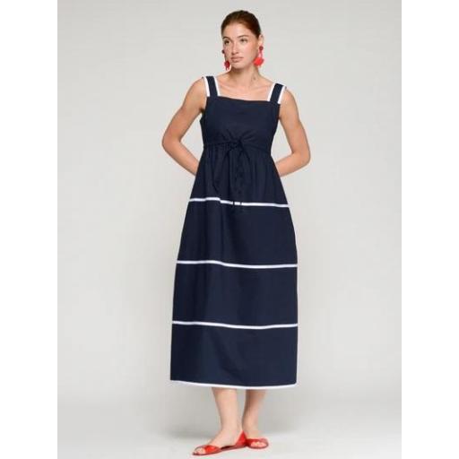 VESTIDO MARINO TIRANTES FRANJAS BLANCAS, VILAGALLO PV 2026, REF. 33611 [1]