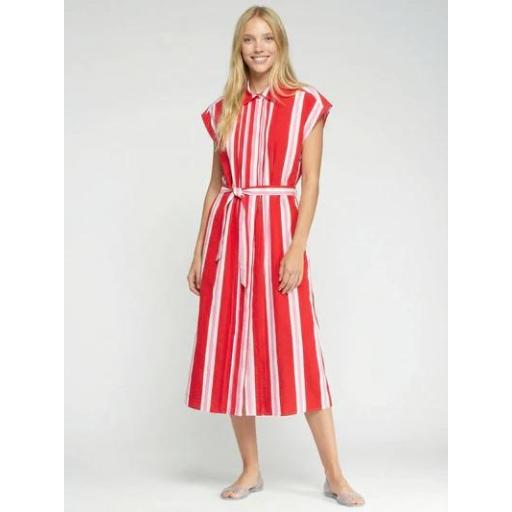 VESTIDO JARETAS RAYAS ROJO, VILAGALLO PV 2026, REF. 33251