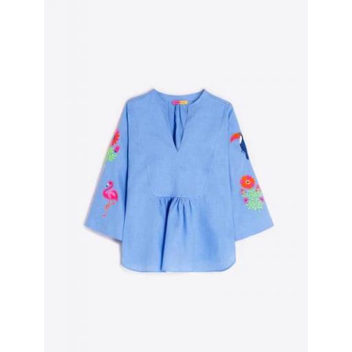 CAMSIA AZUL BORDADOS TROPICALES, VILAGALLO PV 2026, REF. 33385 [1]