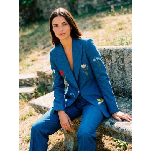 AMERICANA DENIM ESTAMPADO BORDADO, VILAGALLO PV 2026, REF. 33220 [0]