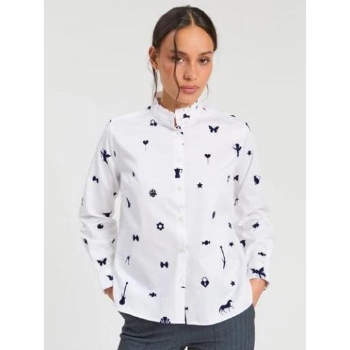 CAMISA BLANCA MOTIVOS FLOCK, VILAGALLO OI 2026-27, REF. 33777