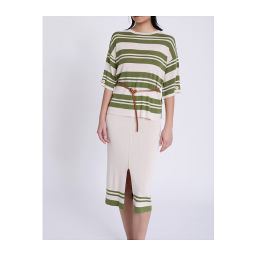 FALDA MIDI PUNTO RAYAS, SKATÏE PV 2025, REF. S23F03 [2]