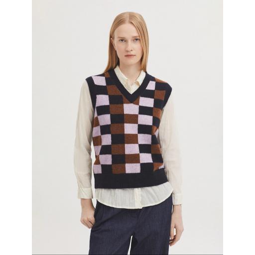 CHALECO LAMBSWOOL CUADROS, NICE THINGS OI 2025-26, REF. WKV052