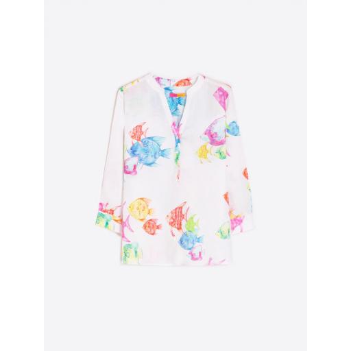 CAMISA CARLOTA PECES ACUARELA LINO, VILAGALLO PV 2025, REF. 32453 [1]