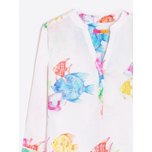 CAMISA CARLOTA PECES ACUARELA LINO, VILAGALLO PV 2025, REF. 32453 [2]