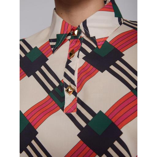CAMISA KORA GEOMETRIC PRINT ECRU ORANGE, VILAGALLO OI 2023-24, REF. 30695 [1]
