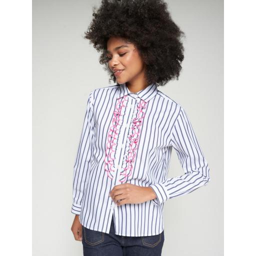 CAMISA RAYA AZUL MARINO VOLANTE ROSA, VILAGALLO OI 2025-26, REF. 32962 [1]