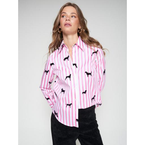 CAMISAS MAFALDA FLOCADO ROSA RAYAS, VILAGALLO OI 2025-26, REF. 32806