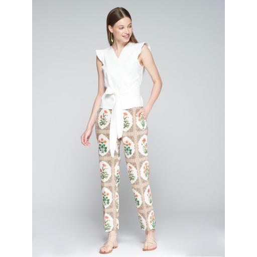 PANTALON FLOR SEERSUCKER, VILAGALLO PV 2025, REF. 32524