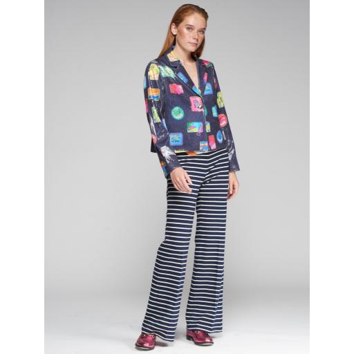 PANTALON PUNTO RAYA AZUL BOTONES, VILAGALLO PV 20225, REF. 32225