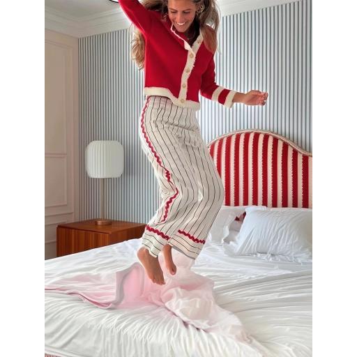 CARDIGAN PUNTO BICOLOR ROJO, VILAGALLO PV 2025, REF. 32102 [1]