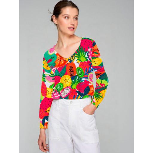 JERSEY PUNTO ALGODÓN ESTAMPADO FRUTAS, VILAGALLO PV 2025, REF. 32351