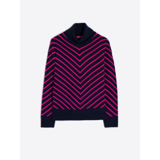 PUNTO V STRIPES PULLOVER ECRU&BLUE, VILAGALLO OI 202425, REF. 31660 [1]