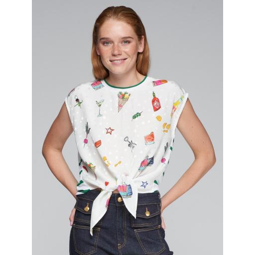 CAMISETA ALIZA NUDO ESTAMPADO APERITIVO, VILAGALLO PV 2025, REF. 32246