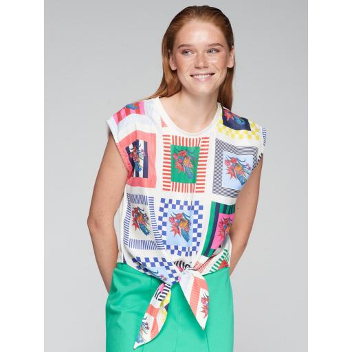 CAMISETA ALIZA CUADRO FLORES, VILAGALLO PV 2025, REF. 32474
