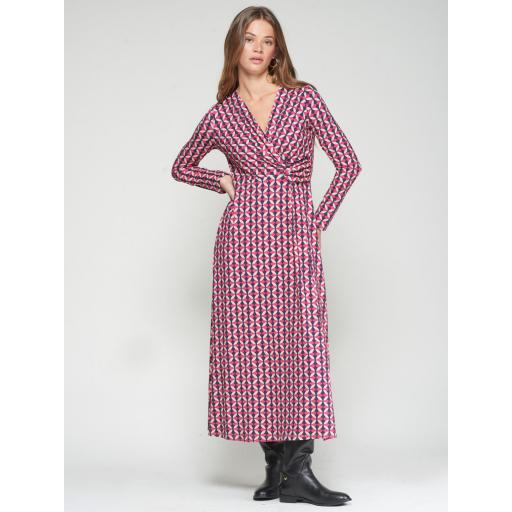 VESTIDO CRUZADO GEOMETRICO PUNTO, VILAGALLO OI 2025-26, REF. 32988