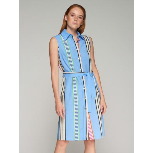 VESTIDO CAMISERO RAYA AZUL SEERSUCKER, VILAGALLO PV 2025, REF. 32303