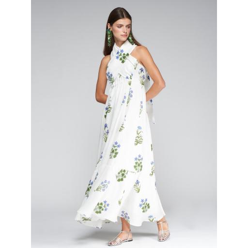 VESTIDO LINO MULTIPOSICIÓN FLOR AZUL, VILAGALLO PV 2025, REF. 32382
