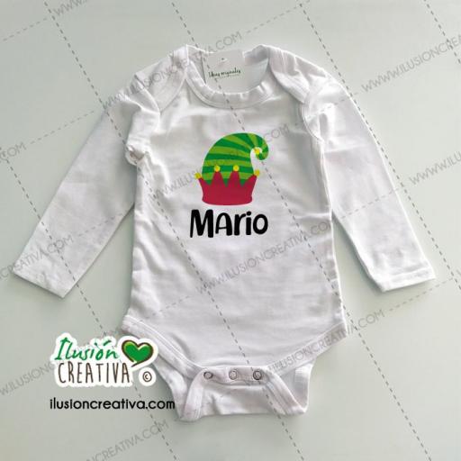 Body personalizado Duende navideño - blanco [1]