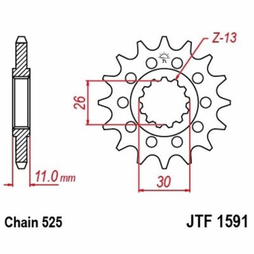 Piñón con goma anti-ruido JT SPROCKETS acero 16 dientes paso 525 - Yamaha Tenere 700