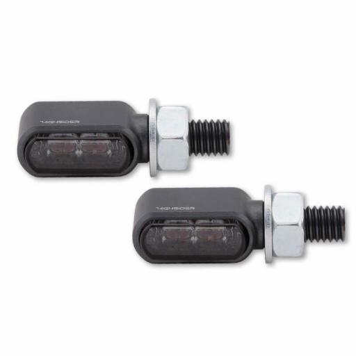 Intermitente/luz de posición LED HIGHSIDER pro Little Bronx - 2en1 - mecanizado CNC - homologado E - titanio/ahumado - par