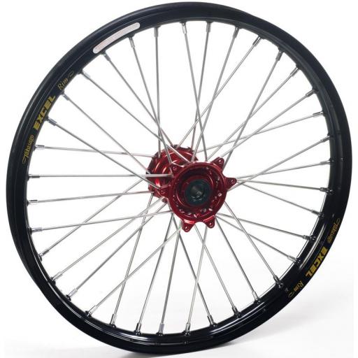 Rueda delantera completa HAAN WHEELS - 21x1,85x36T Buje rojo aro negro [0]