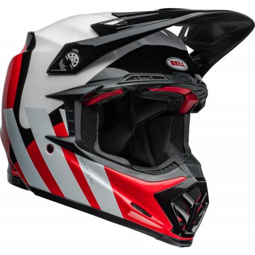 Bell MOTO-9S Flex Hello Cousteau Stripes Gloss White/Red