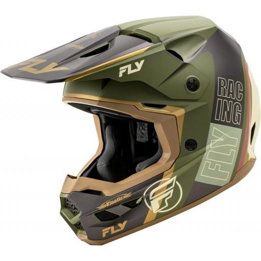 Casco FLY RACING Kinetic Rally - Matte Moss Grey / Caqui / Off-White [0]
