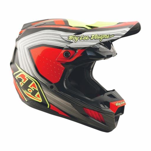 Casco TROY LEE DESIGNS SE5 Composite Stripes - Negro/Rojo neón [5]