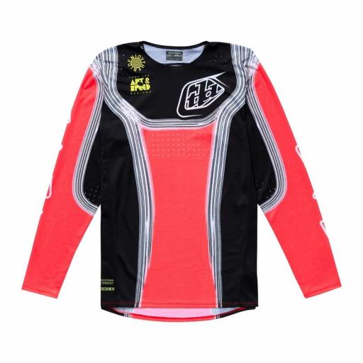 Camiseta infantil TROY LEE DESIGNS SE PRO Stripes - Rojo neón/Negro [0]