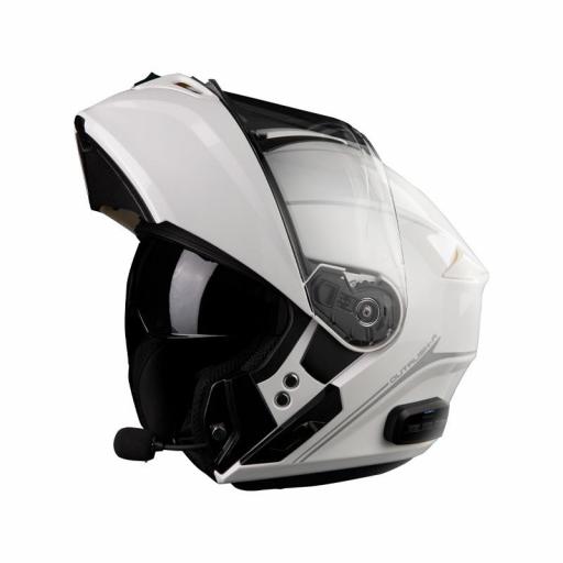 Casco modular Bluetooth SENA Outrush R blanco con sistema de comunicación integrado