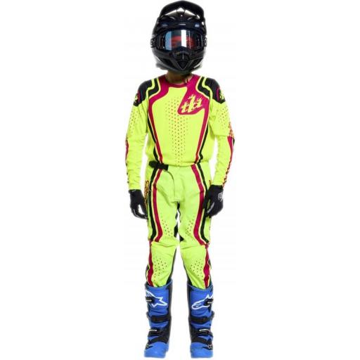 Camiseta infantil TROY LEE DESIGNS GP Pro - Roller Flo Yellow/Fuschia [4]