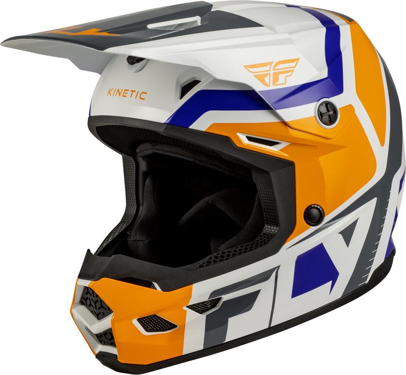 Casco infantil FLY RACING Kinetic Scrap - blanco/naranja/azul/gris