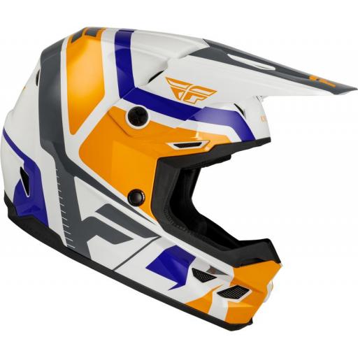 Casco infantil FLY RACING Kinetic Scrap - blanco/naranja/azul/gris [3]