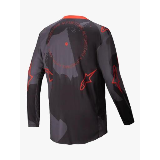 Camiseta Alpinestar Racer Hollow gris camuflaje y naranja fluor 2025 [1]