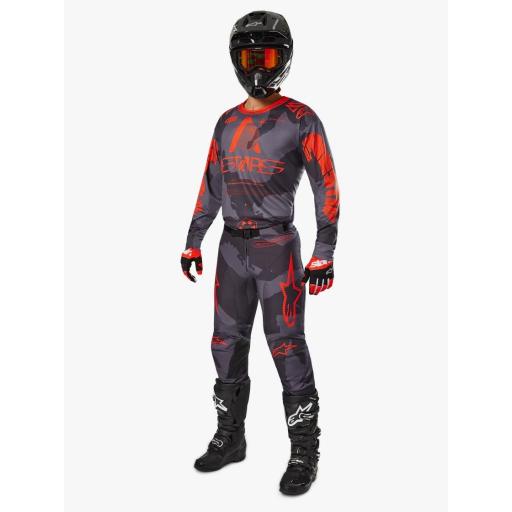 Camiseta Alpinestar Racer Hollow gris camuflaje y naranja fluor 2025 [5]