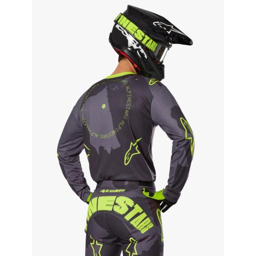 Camiseta Alpinestar Racer Hollow gris oscuo camuflaje y amarillo fluor 2025 [3]