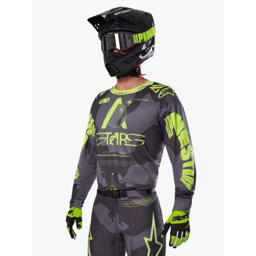 Camiseta Alpinestar Racer Hollow gris oscuo camuflaje y amarillo fluor 2025 [2]