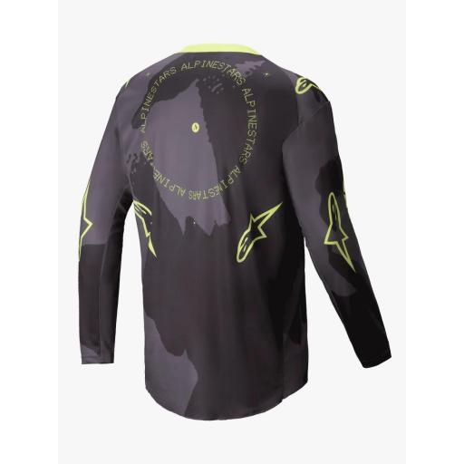 Camiseta Alpinestar Racer Hollow gris oscuo camuflaje y amarillo fluor 2025 [1]