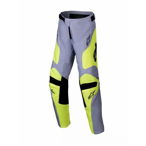 Pantalones infantils Alpinestars Racer Veil gris y amarillo fluor 2025