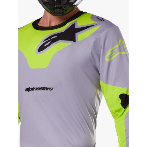 Camiseta Alpinestar Racer Veil gris y amarillo fluor 2025 [2]