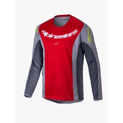 Camiseta infantil Alpinestars Racer Melt rojo brillane y gris 2025
