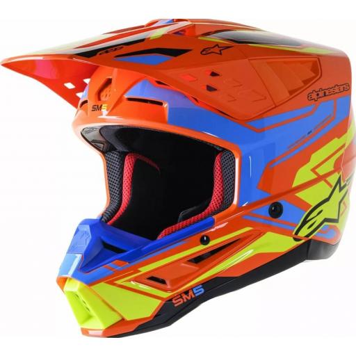 Casco Alpinestars Supertech M5 Action 2 Naranja, cyan y amarillo