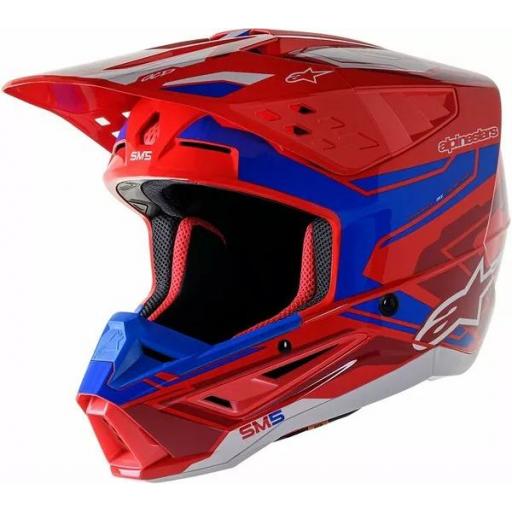 Casco Alpinestars Supertech M5 Action 2 rojo y azul